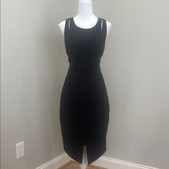 Express Black Ribbed Bodycon Midi Dress​ - Picture 1 of 9